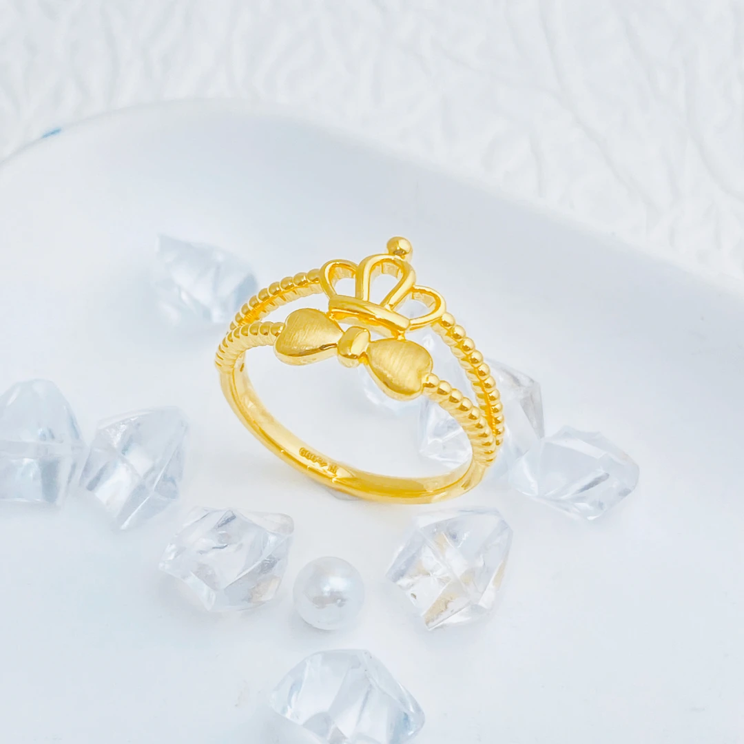 【国潮】足金999 皇冠蝴蝶结戒指 1.11 19圈口