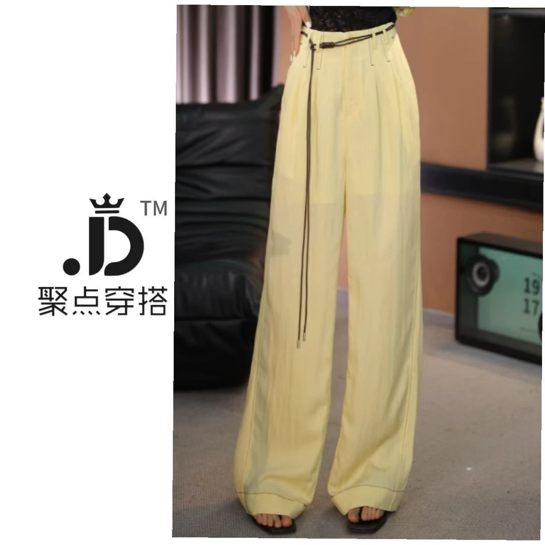 JUDIAN-春夏新款腰带显瘦百搭休闲阔腿长裤8jd357643