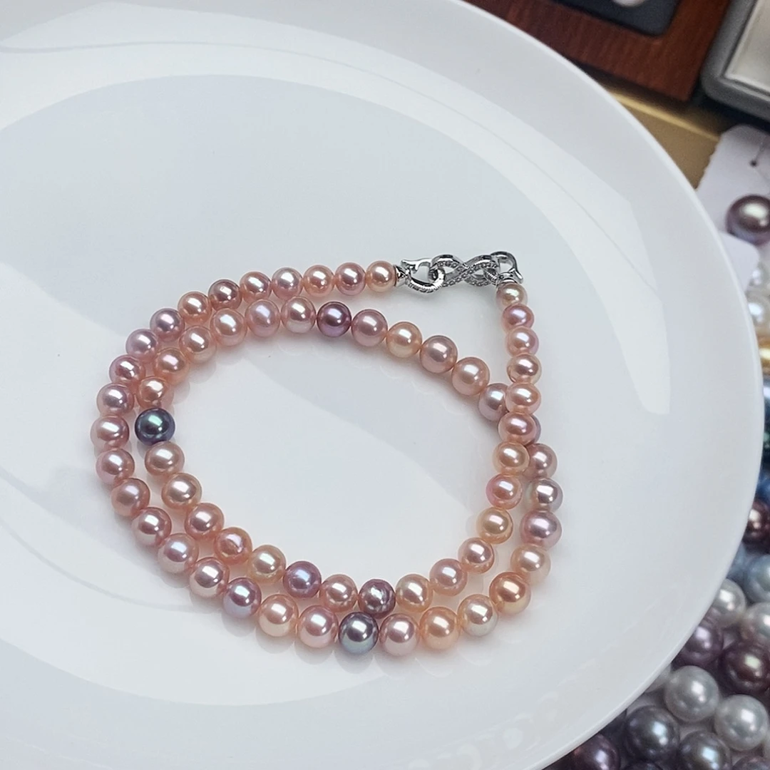 银S925镶嵌淡水珍珠颈饰