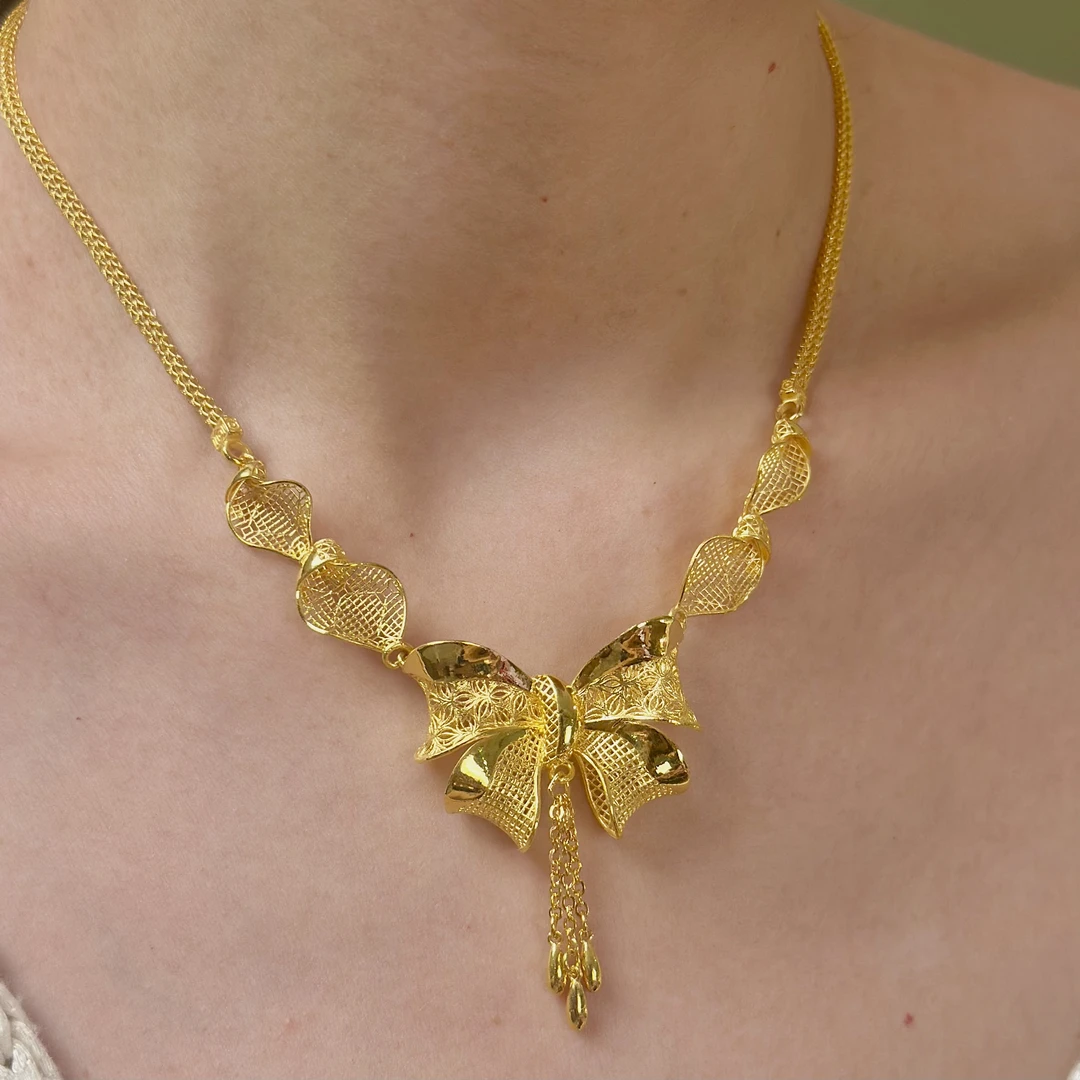 4-TL【聚鑫黄金】足金999 花丝在逃公主套链NN