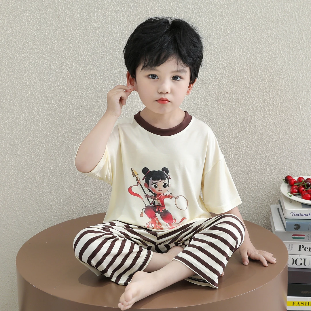 男童哪吒睡衣夏季薄款小男孩宝宝莫代尔空调服儿童睡衣夏季薄款