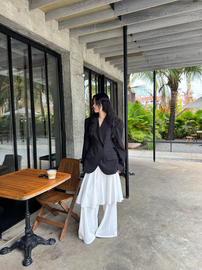 Seyora【奥法庄园】直角肩小众休闲西装双扣收腰外套 A32173SY51