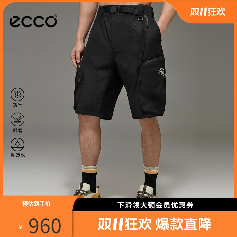 ECCO×白山联名【男式软壳短裤】 25新透气防泼水户外口袋EW251P005M