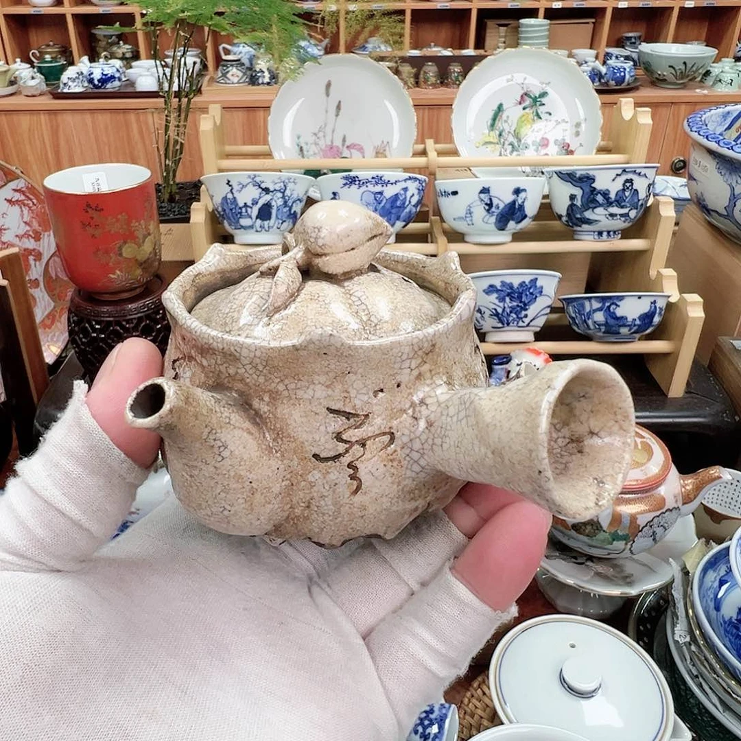 大***宝老茶壶连月诗文侧把壶