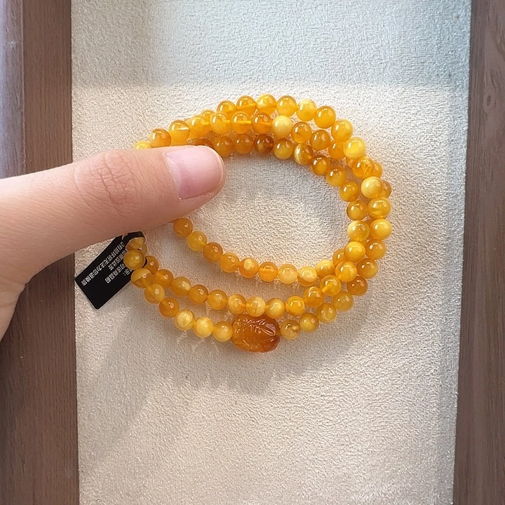 蜜蜡未镶嵌手链6.2mm蜜蜡手串