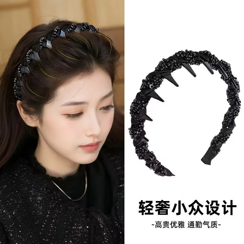 新款2025开播路易斯繁星发箍轻奢气质小香风手工串珠发箍正反两戴