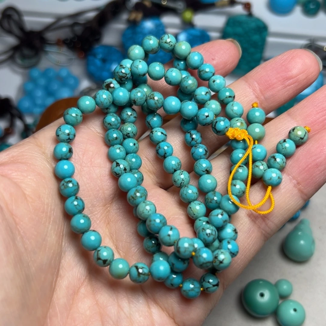 卡6+绿蓝大花珠子项链108手链