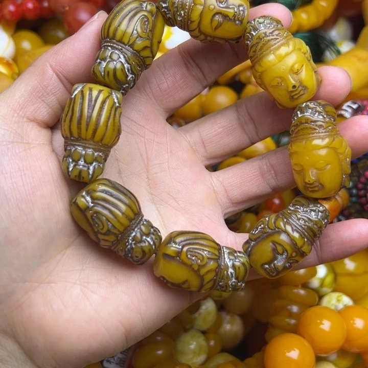 琥珀未镶嵌手链蜜蜡