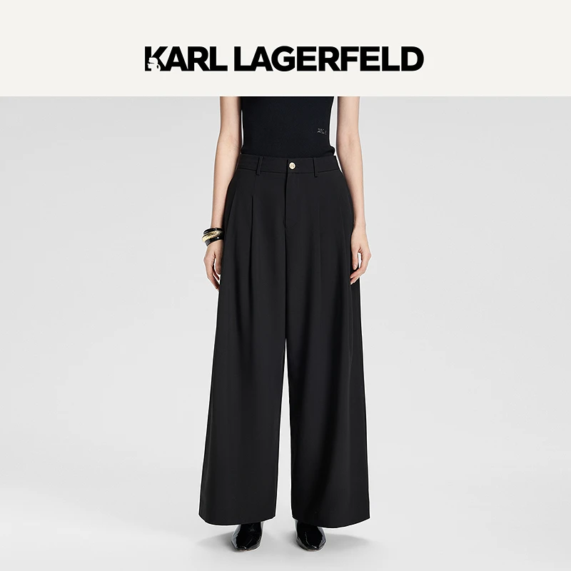 【大可专属】KARLLAGERFELD2025春季新款黑色阔腿裤M21E1004