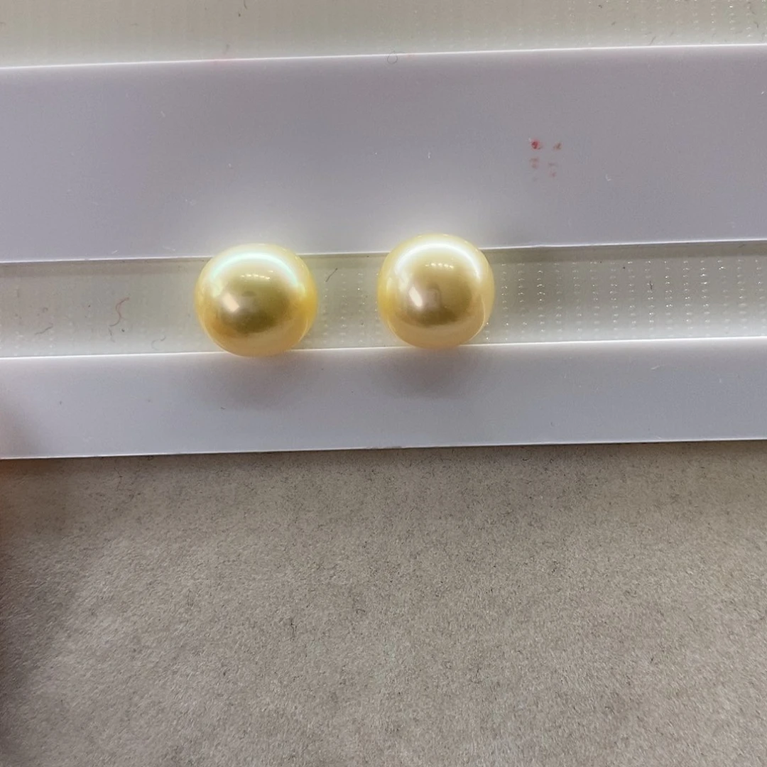 海水珍珠裸珠未镶嵌南洋浅金珠11-12m m