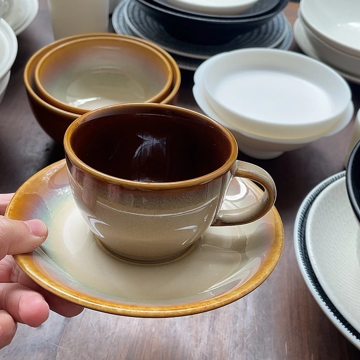 瓷咖啡杯碟一套窑变
