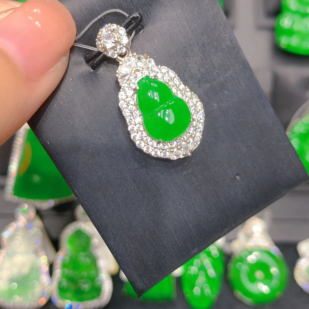 翡翠银S925镶嵌吊坠(不含链)000001