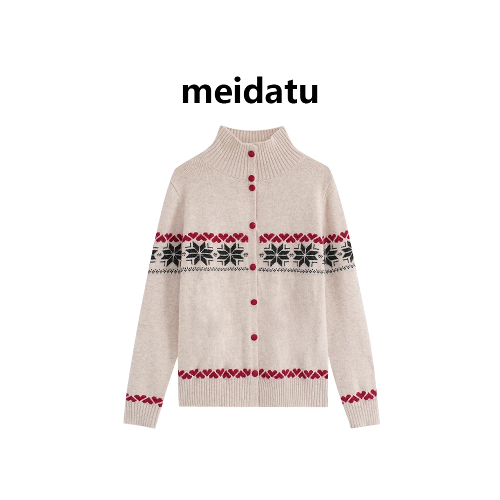 美哒兔（绒雪心谣）冬季费尔岛高领针织毛衣cm1133-5