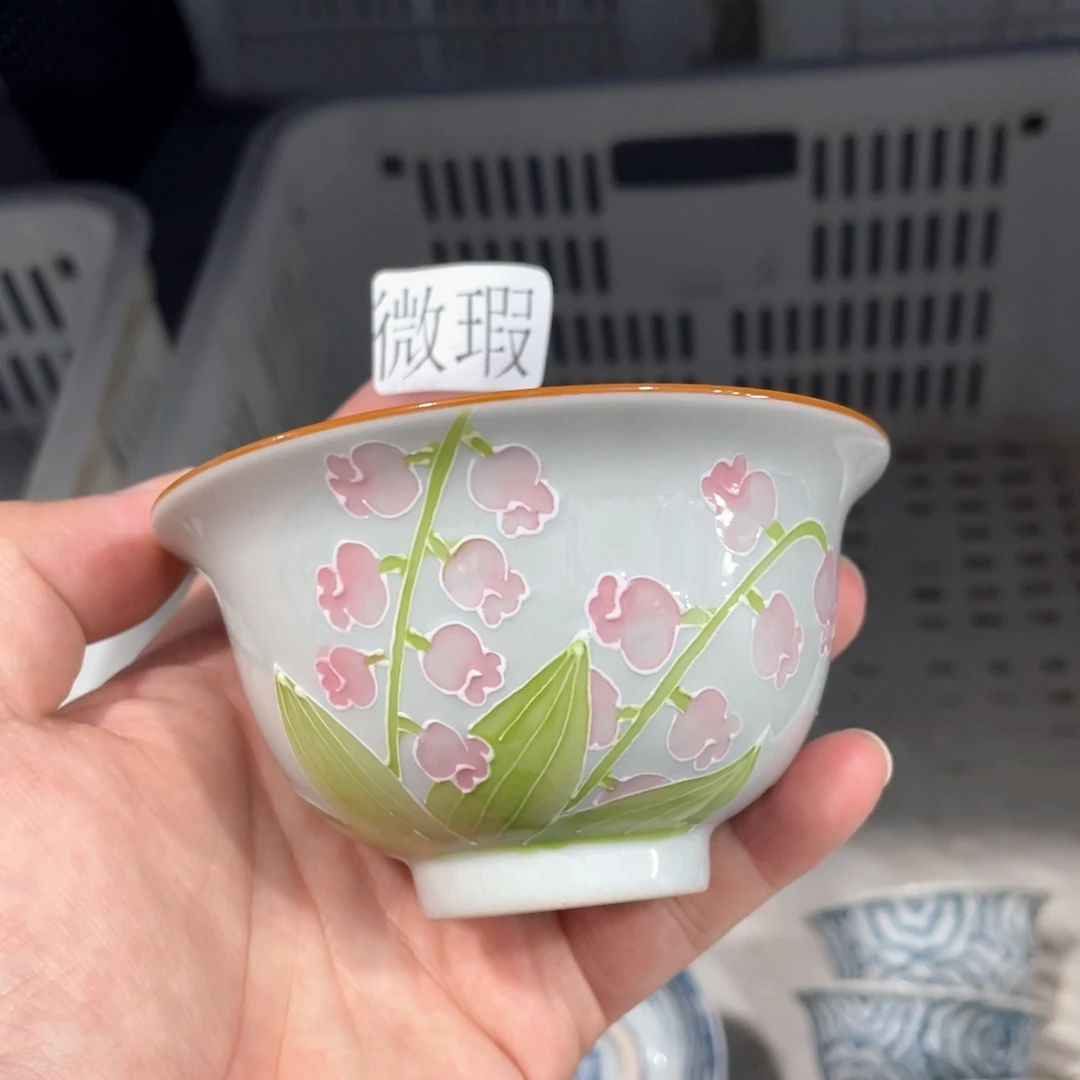 釉下手绘茶具微瑕