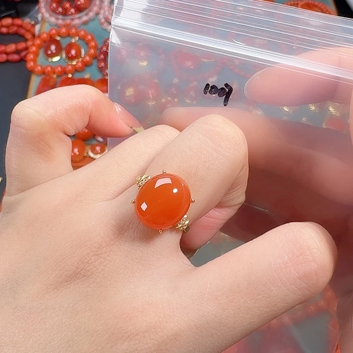 南红玛瑙银S925镶嵌戒指