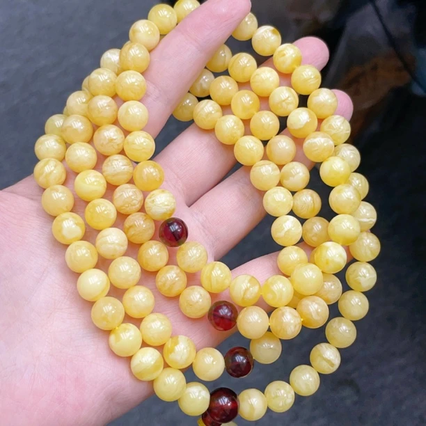 妖孽白花满蜡9➕蜜蜡链子108颗项链手链