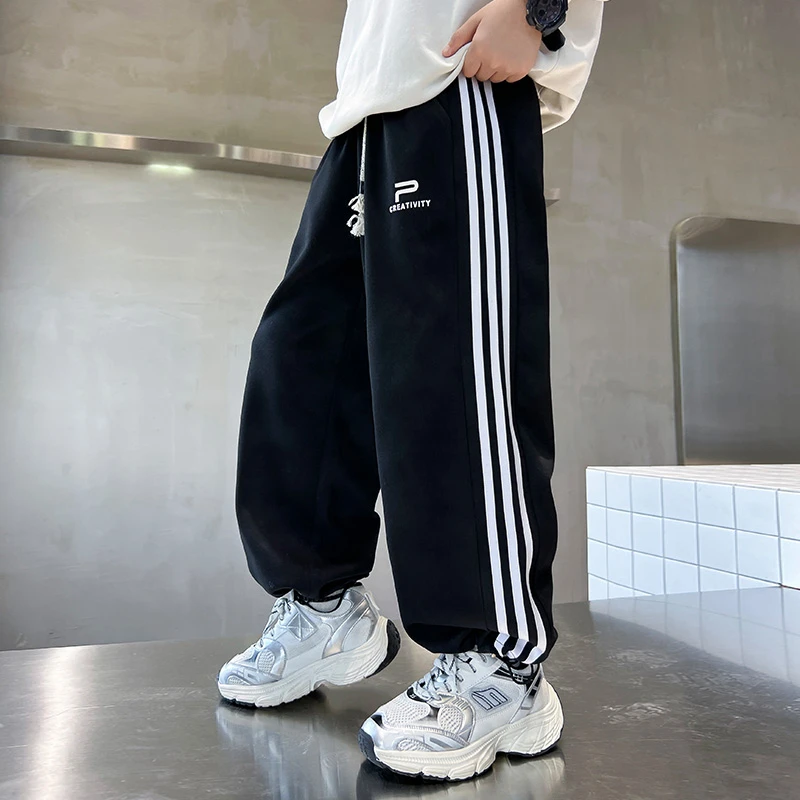 男孩宽松休闲裤童裤男童直筒长裤秋冬款裤子秋季织带拉条中大儿童