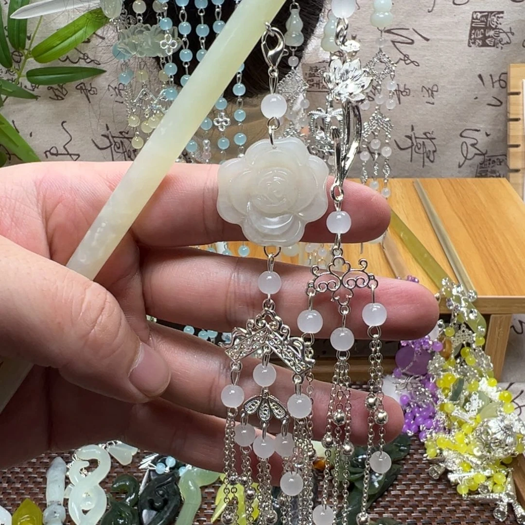 蛇纹石玉合金发饰