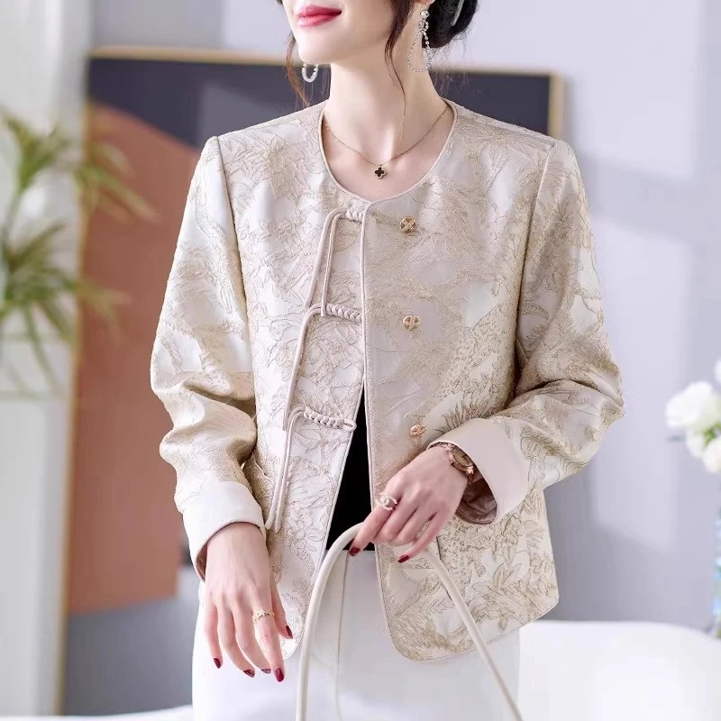 妈妈春秋外套时尚高贵夫人新中式国风上衣洋气高端中老年女装春装