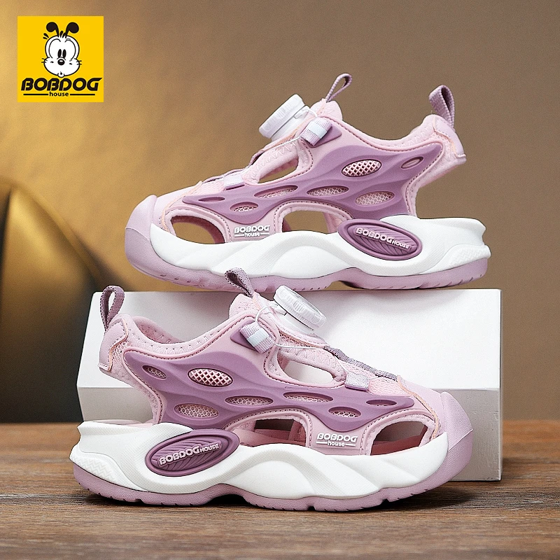 巴布豆女童凉鞋夏季镂空凉鞋包头透气溯溪鞋框子鞋男童防滑沙滩鞋