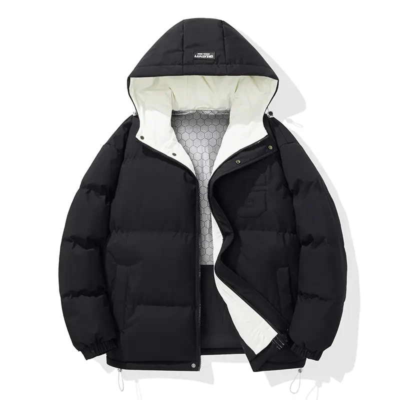 2025冬季连帽新款宽松保暖时尚连帽气质棉服外套加厚休闲情侣款1