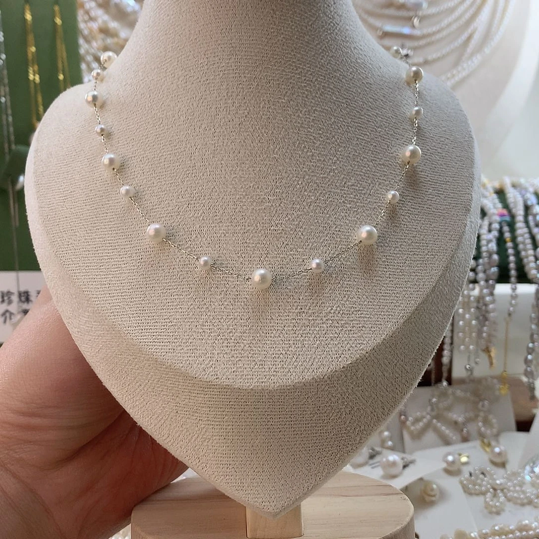 淡水珍珠银S925镶嵌颈饰