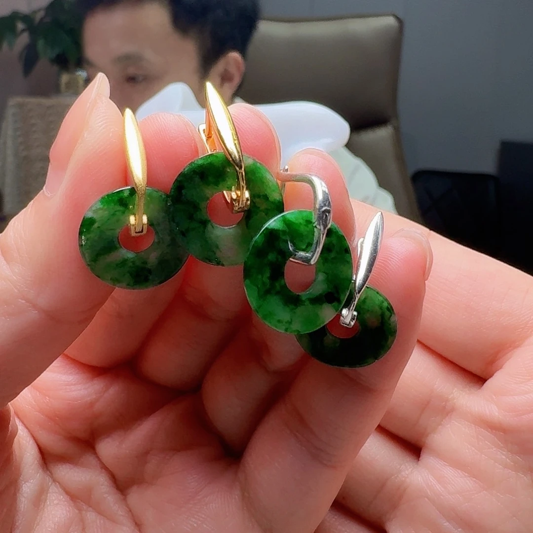 翡翠银S925镶嵌耳饰多样性发货其一