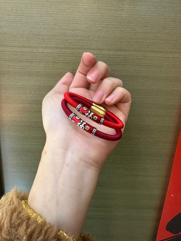 足银布艺手链 足银福在眼前手环