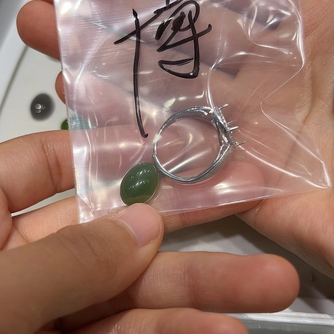 和田玉戒指银S925镶嵌博*