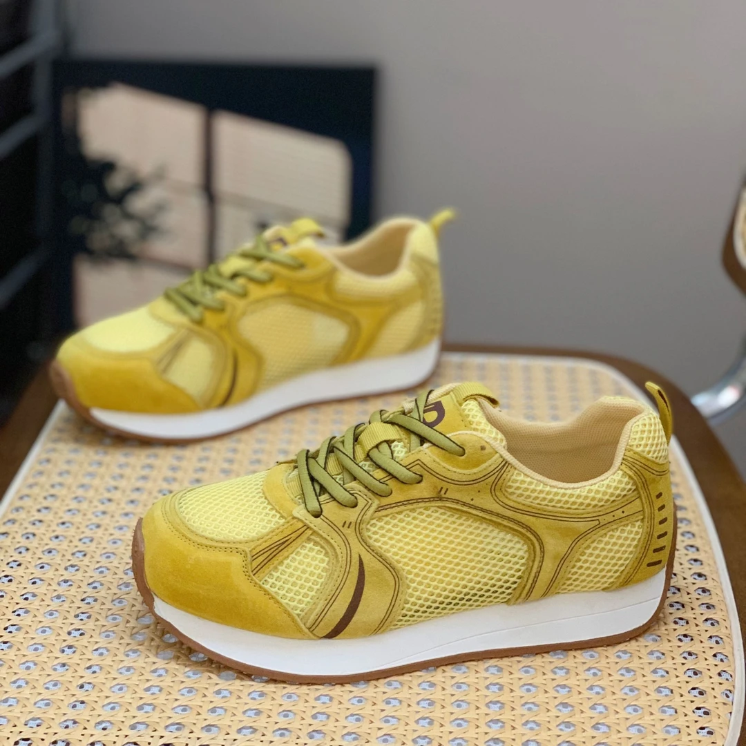 真皮镂空单网透气老爹鞋女2025夏季新款百搭厚底阿甘鞋复古德训鞋