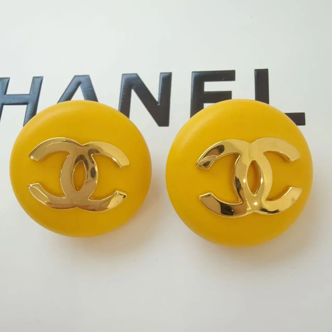 95新 Chanel/香奈儿 Chanel vintage香奈儿中古黄色耳夹