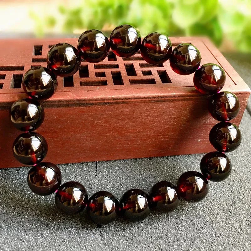 【赔钱处理】天然高货酒红石榴石卡10mm手串正品带证书