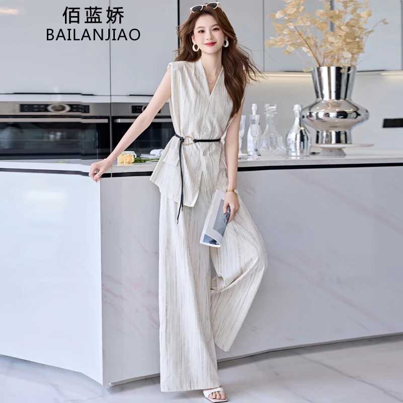 无袖马甲套装女夏2025新款贵气感御姐穿搭高级感巨好看的两件套