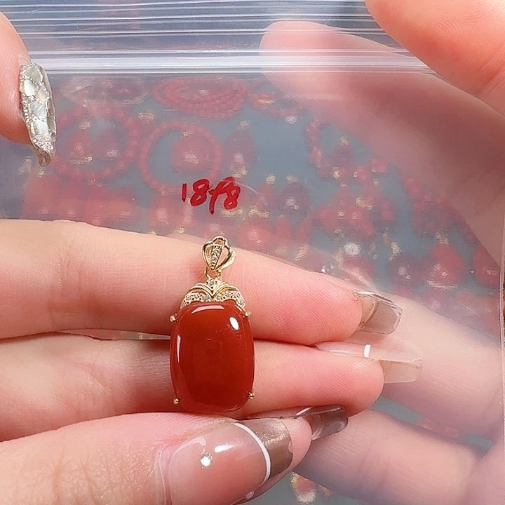 南红玛瑙银S925镶嵌吊坠