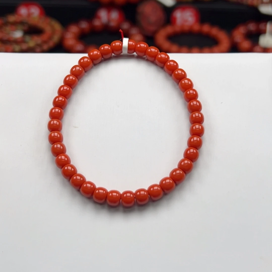 南红玛瑙未镶嵌手链保山柿子红精工老型手串5.5mm