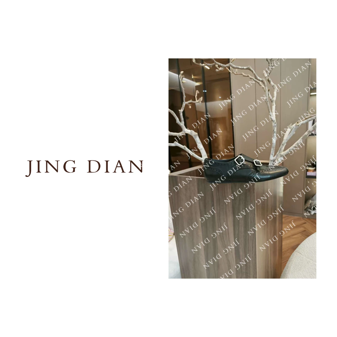 【JING DIAN】定制款英伦风黑色真皮小皮鞋