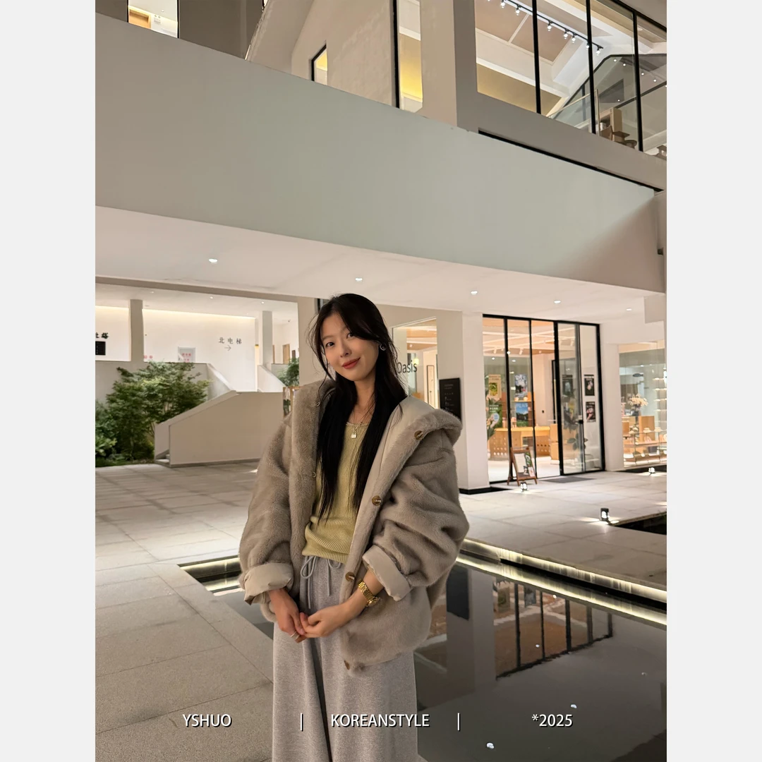 YSHUO【暖炉派克】重工冬季连帽两面穿毛毛外套厚实保暖派克服99052