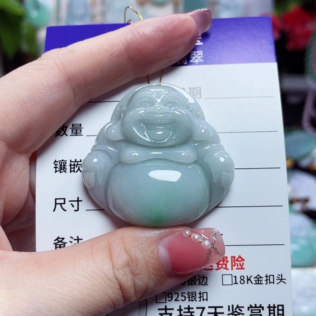 翡翠未镶嵌颈饰佛公23