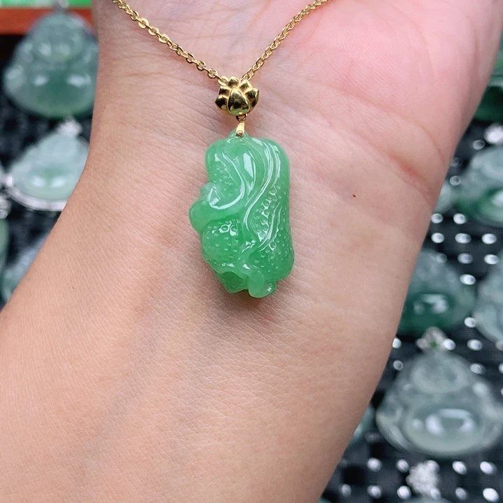 翡翠18K金镶嵌吊坠(不含链)