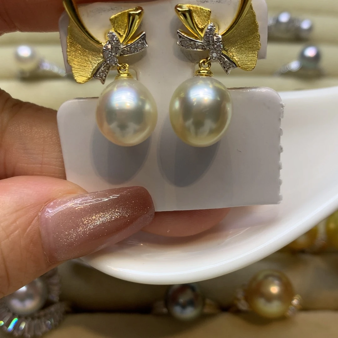 银S925镶嵌耳饰海水珍珠