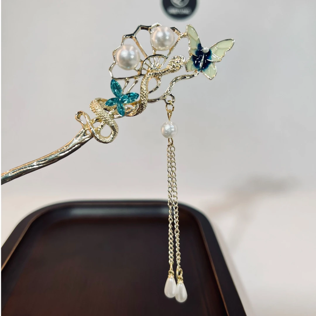 蛇屿扇，蛇年新中式蝴蝶蛇国风发簪发钗（1995）