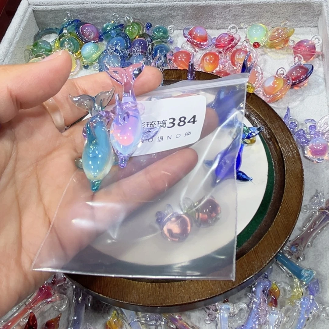 茉***此琉璃吊坠（不含链）384海豚一对