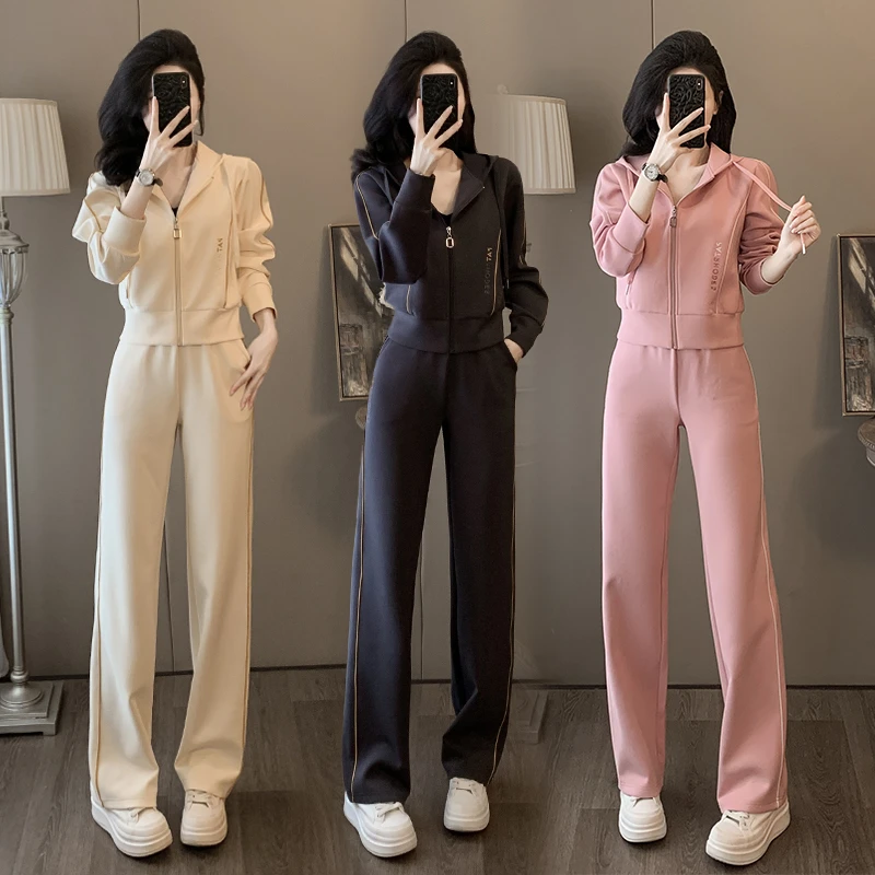 原创设计时尚休闲运动套装小个子宽松休闲连帽秋装时髦网红长裤