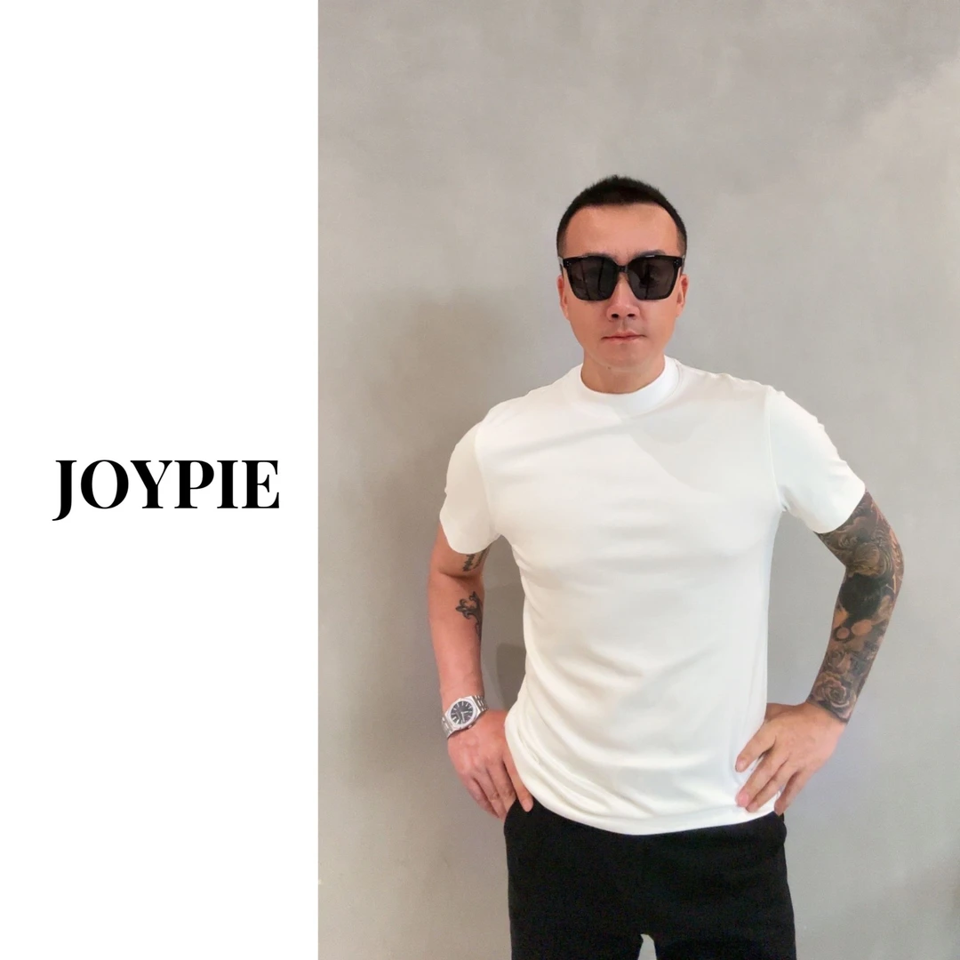 BLANDOO "秋冬福利" 男士秋季新款圆领修身纯色短袖T恤ZB801