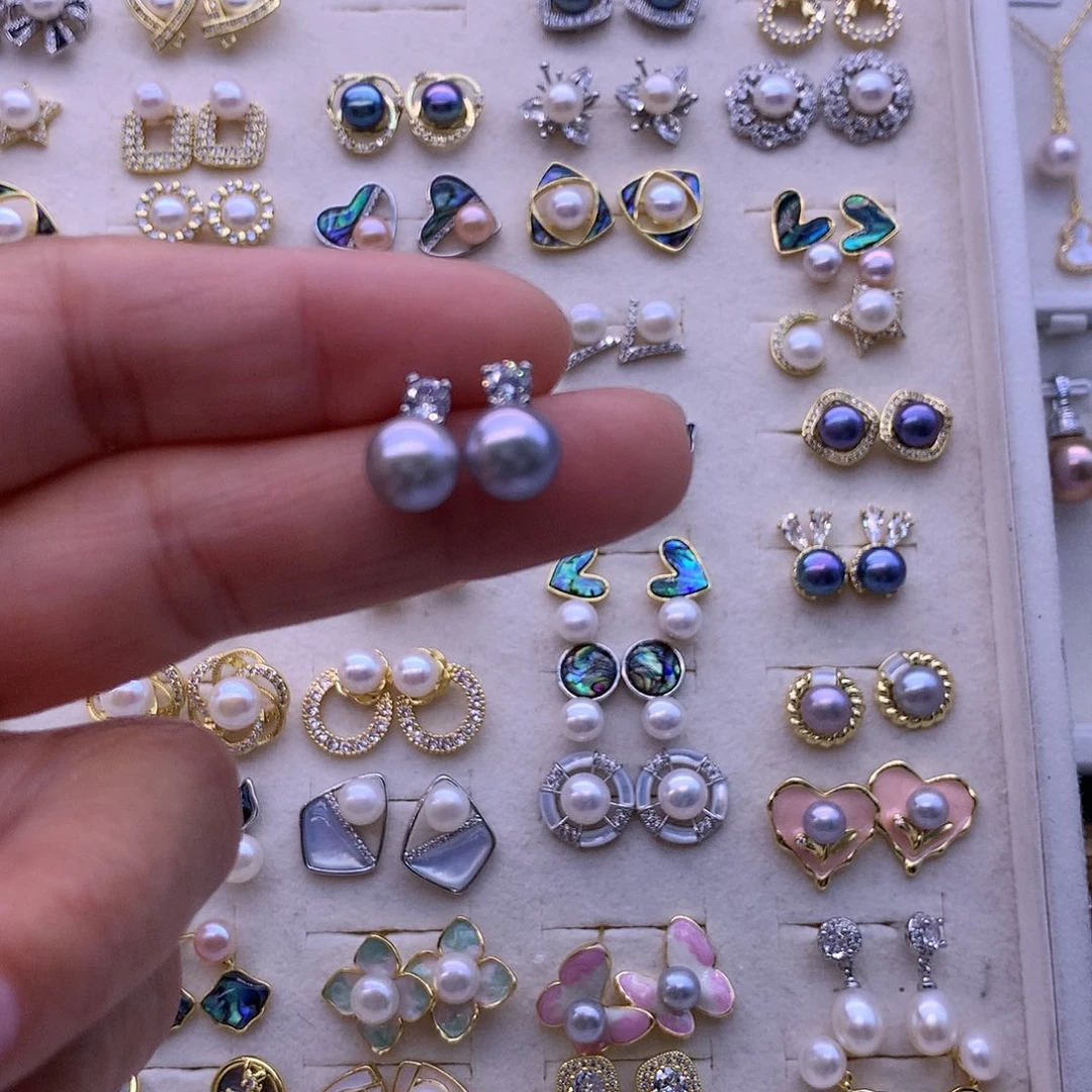 淡水珍珠耳饰合金