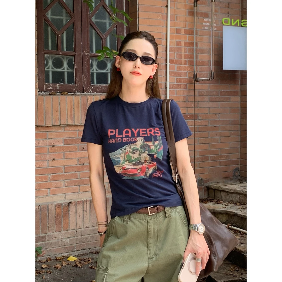 PH 夏季潮流小众街头美式复古印花时尚休闲修身圆领短袖T PH5022