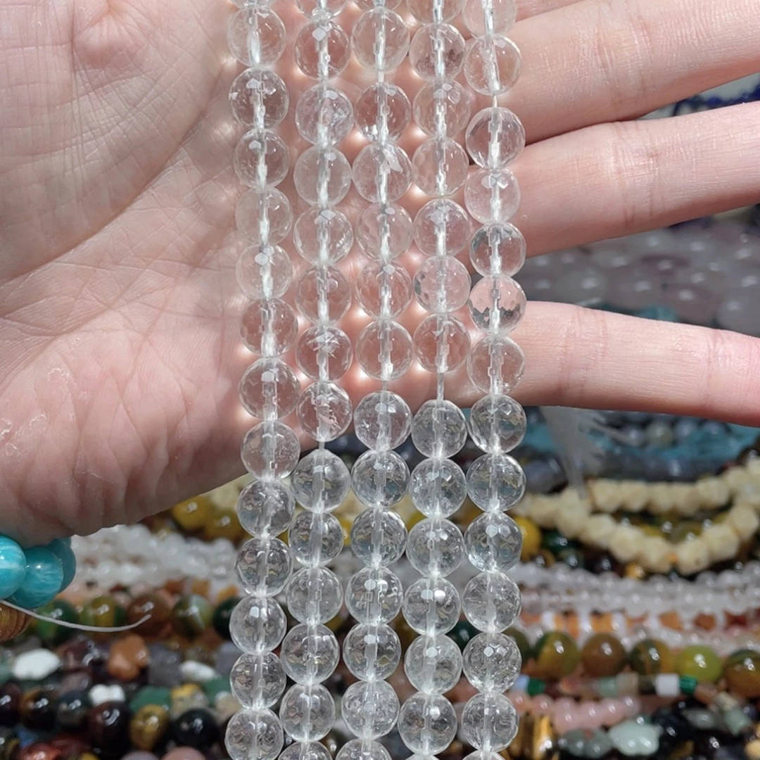 石英质玉，天然白水晶全切面10mm，未镶嵌