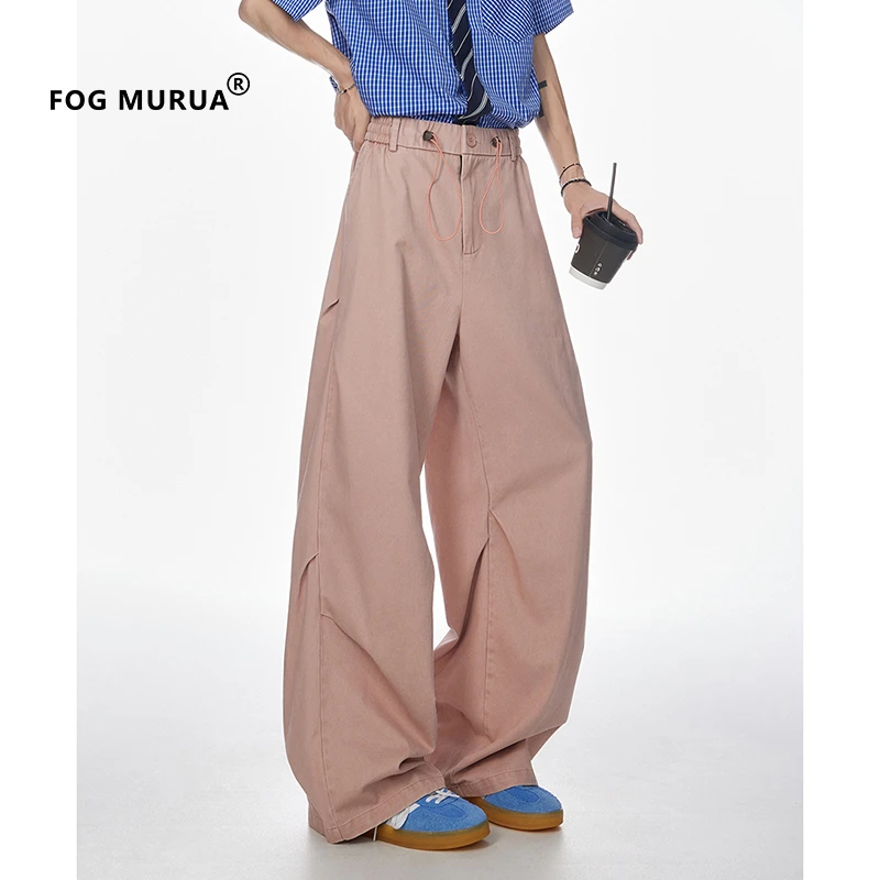 FOG MURUA美式褶皱纯棉牛仔裤春夏季高街潮牌休闲裤百搭阔腿裤子