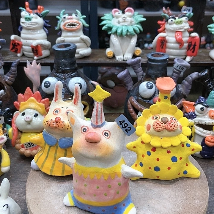 摆件养****主直播间手工陶瓷摆件492三个