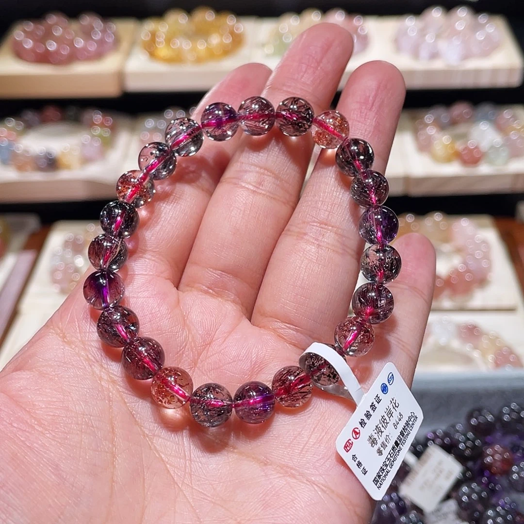 水晶手链未镶嵌超七手链，晶体通透